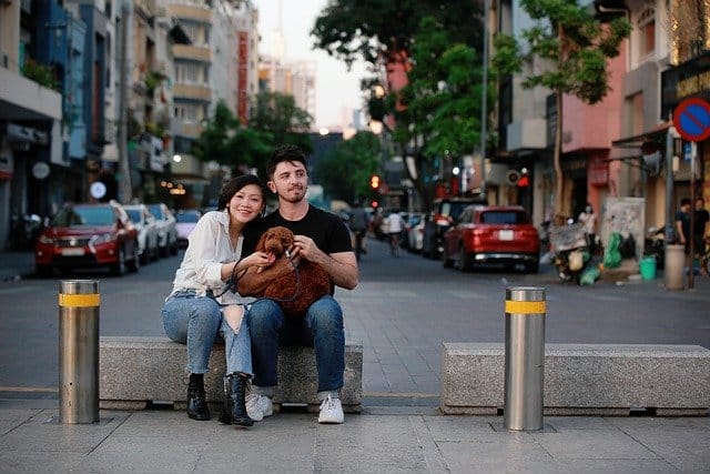couple with a dog